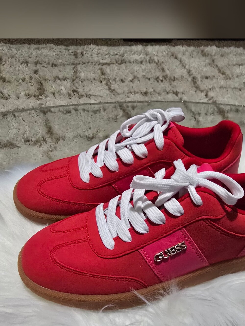 GUESS Red Pink Low Top Sneakers